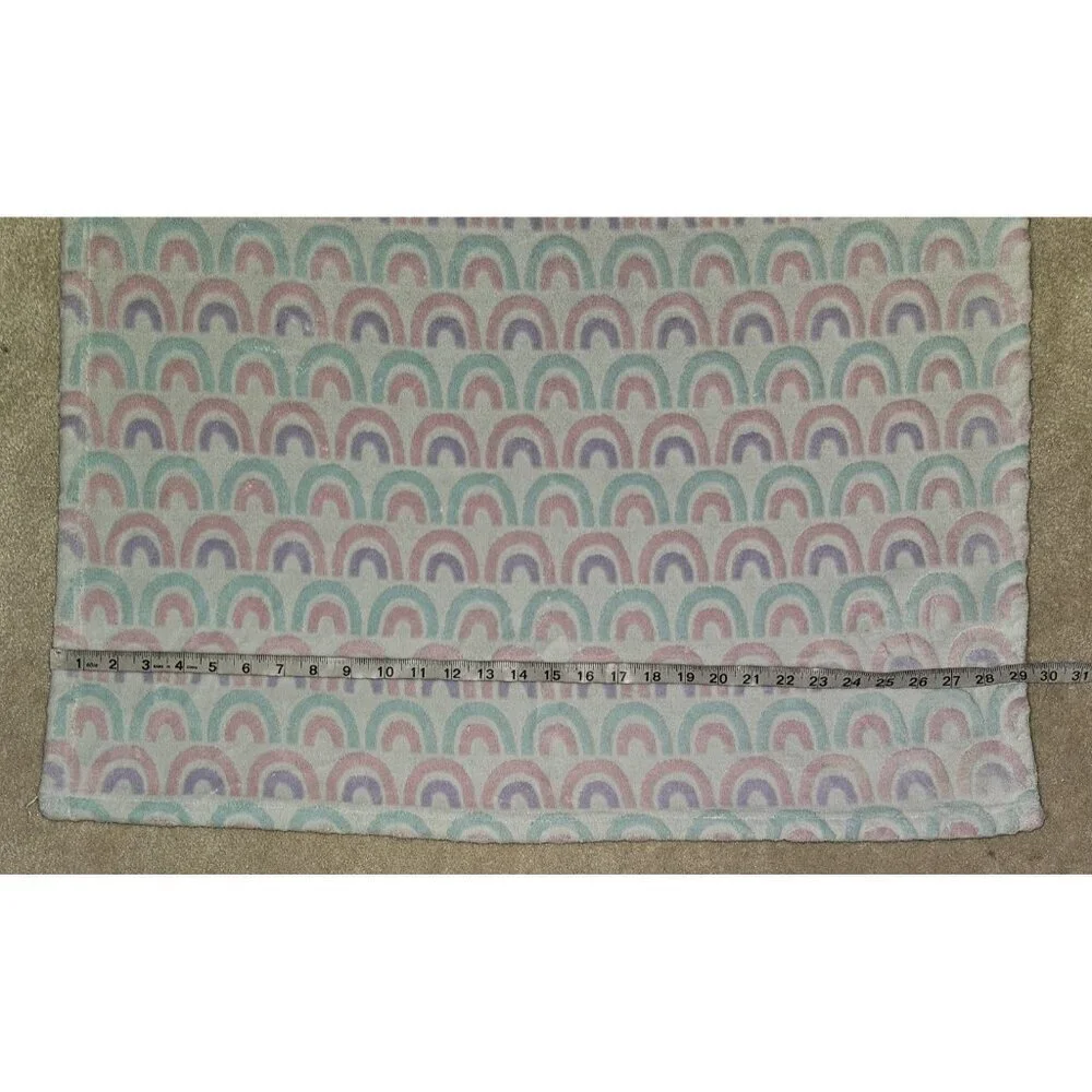 Bananafish Pink Blue Purple Rainbow Baby Blanket Lovey Fleece White 29x38 READ